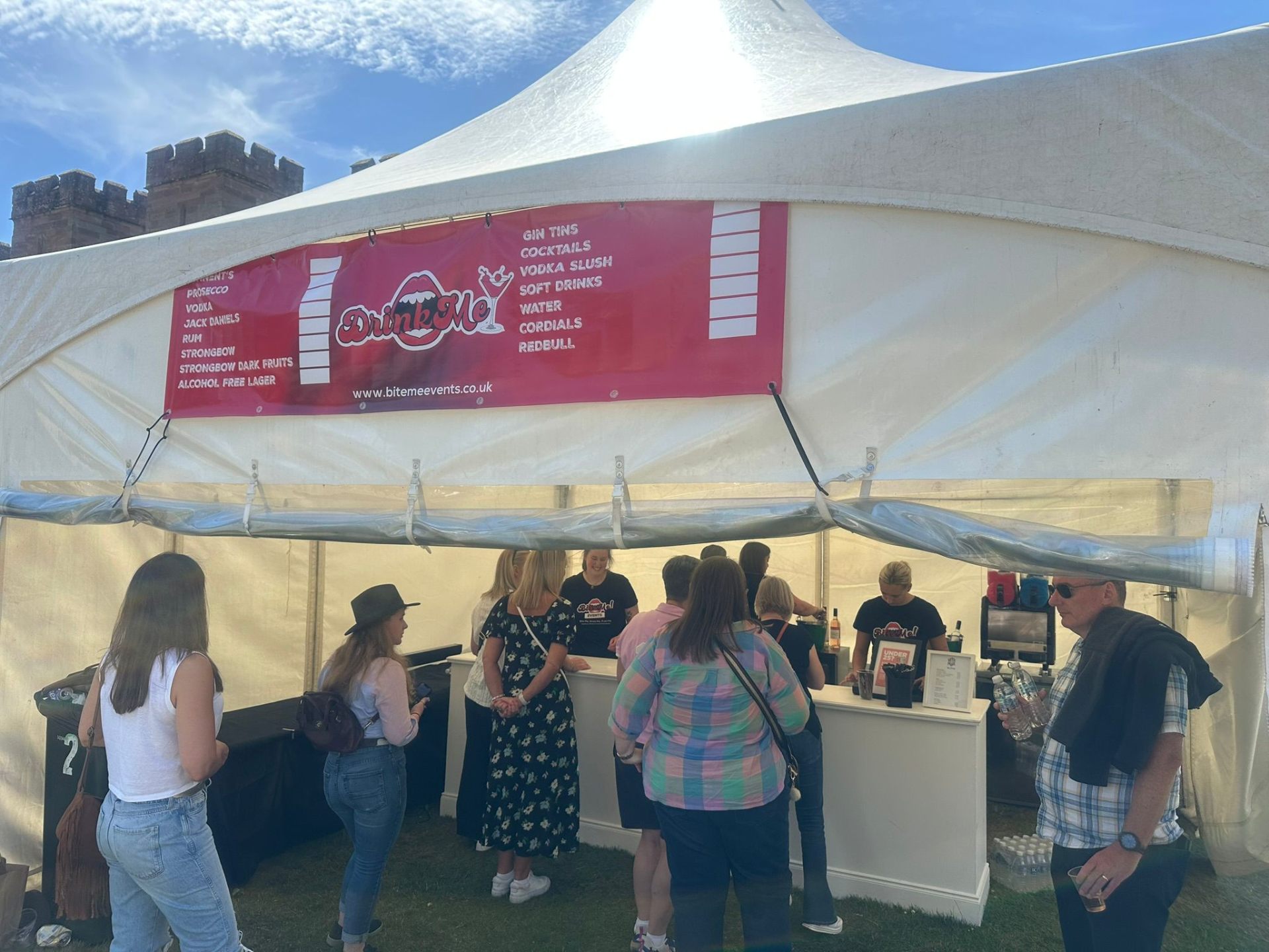 Drink Me bar busy serving in the sunshine