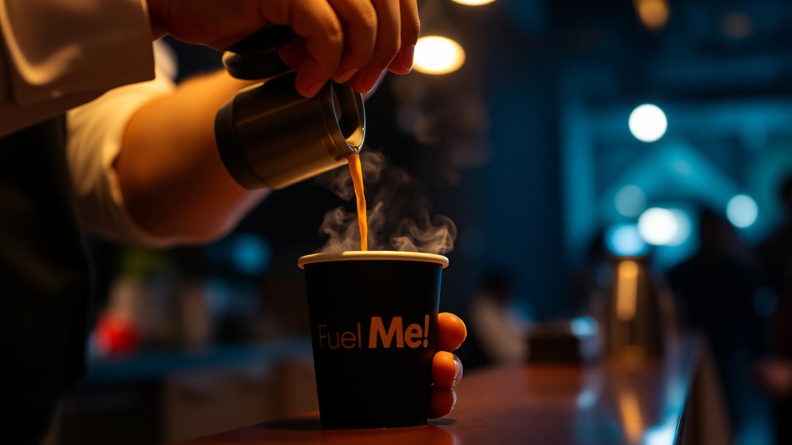 Fuel Me coffee being poured at an event