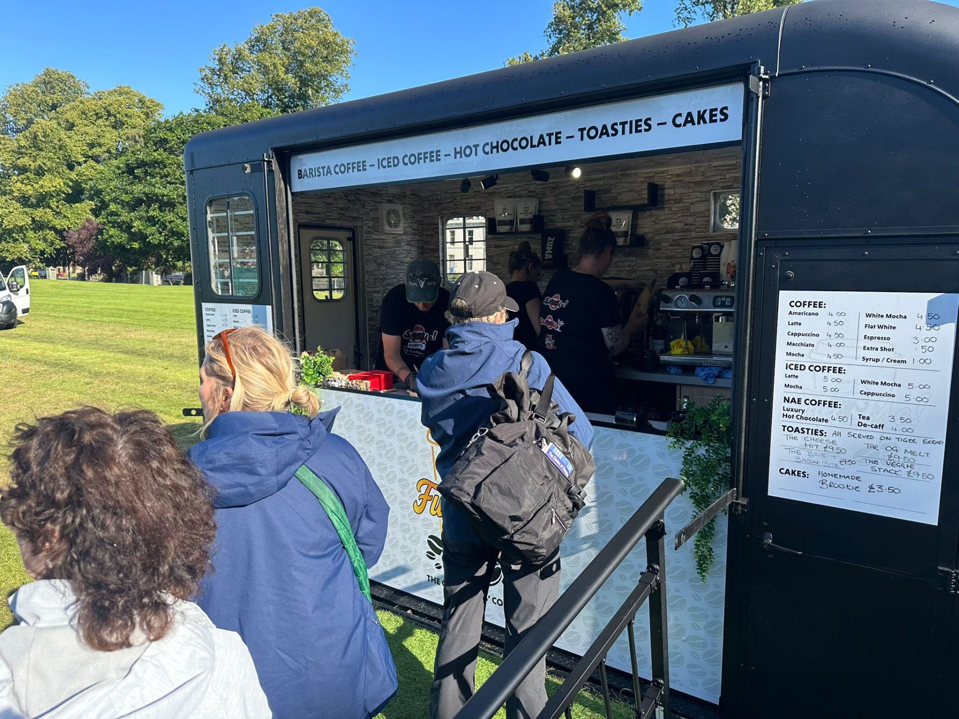 Fuel Me coffee trailer serving customers