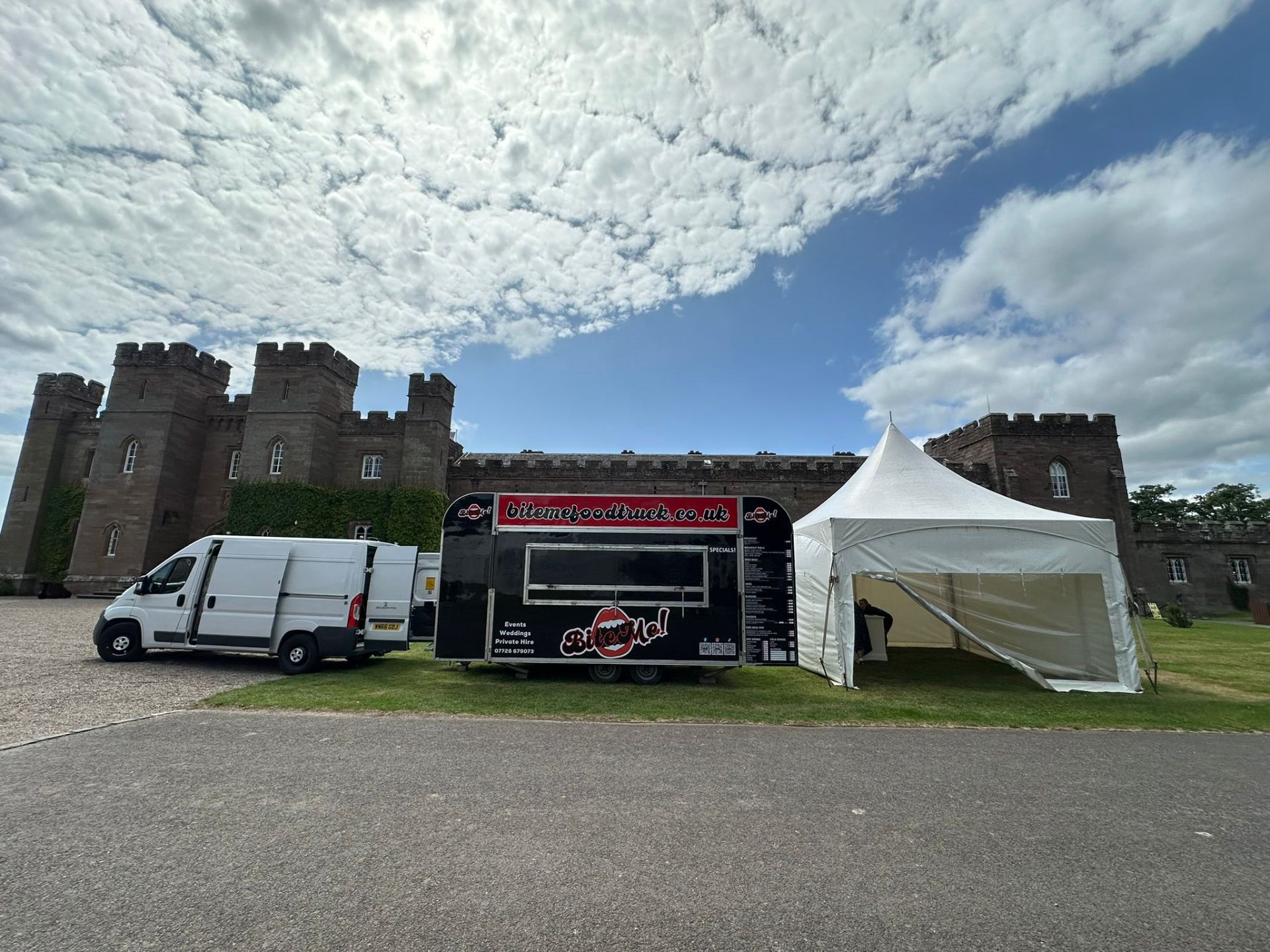 Bite Me food truck and bar setup at Scone Palace